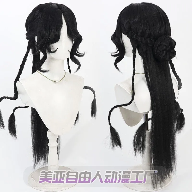

Bubuwig Synthetic Hair Fiona Gilman Cosplay Wigs With Buns Identity V Fiona Gilman 80cm Long Straight Black Wig Heat Resistant