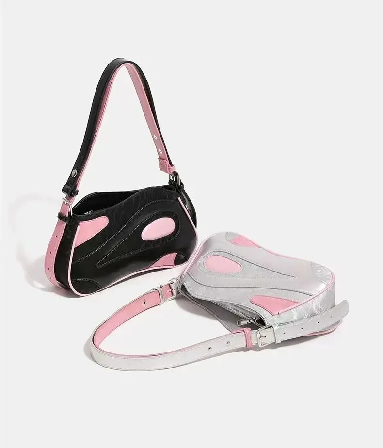 

New Niche Designer Luxury Retro Contrasting Color Stitching Hot Girl Bag Exquisite Versatile Armpit Bag High-end Shoulder Bag