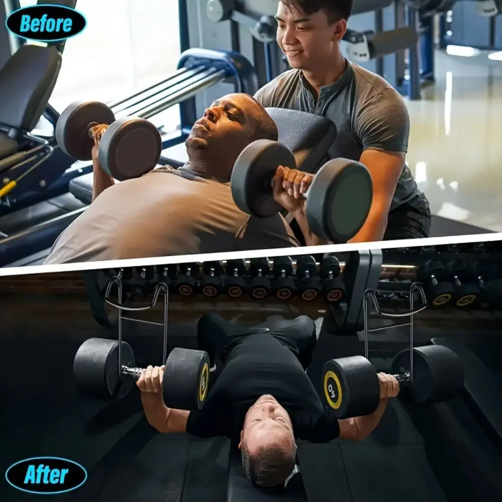 

250lb Capacity Dumbbell Spotter Hooks Heavy-Duty Thickened Multi-function Weight Assist Bar Iron Black