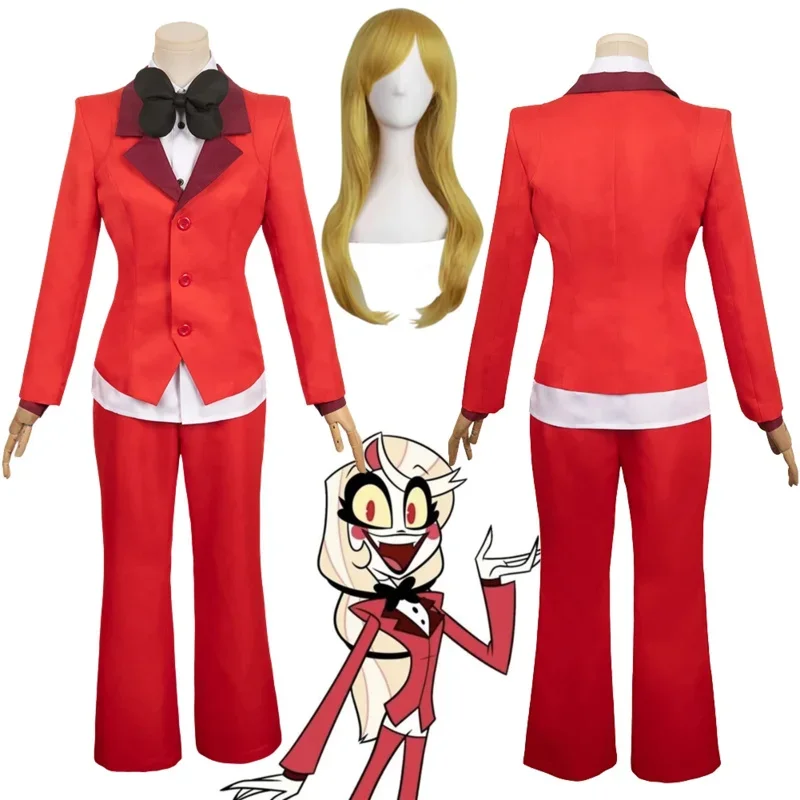 

Charlie Cosplay Fantasy Wigs Anime Cartoon Hell Inn Disguise Costume Adult Women Shirt Bow Tie Female Halloween Roleplay Clo $0