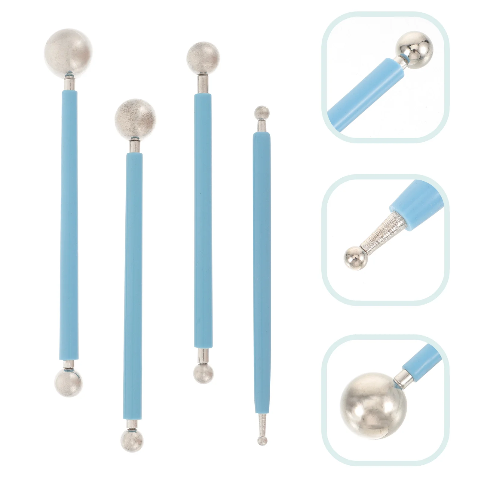 

4Pcs Clay Sculpting Tools Double-Ended Stainless Steel Ball Stylus for Hole Pressing Polymer Clay Craft Tool Sculpting Tools