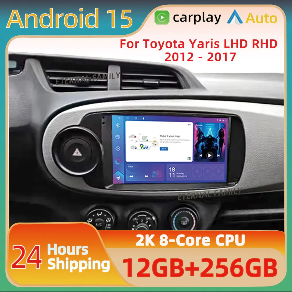 

Android 15 Carplay Car Radio For Toyota Yaris 2012 2013 - 2017 Multimedia Video Player touch screen Auto stereo Navigation GPS