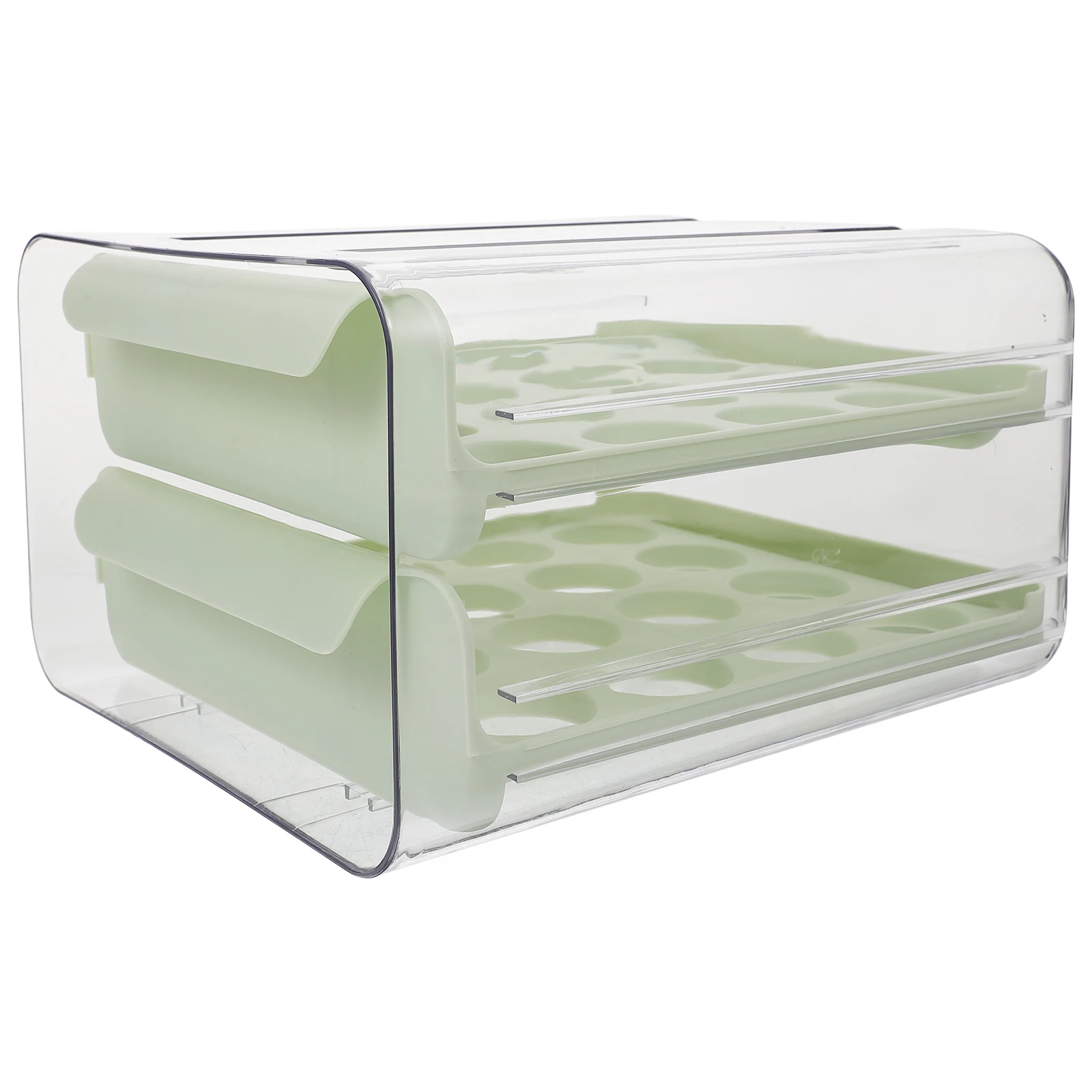 

Drawer Egg Box Holder for Refrigerator Storage Container 2 Layer Green Plastic Kitchen Egg Rack Organizers