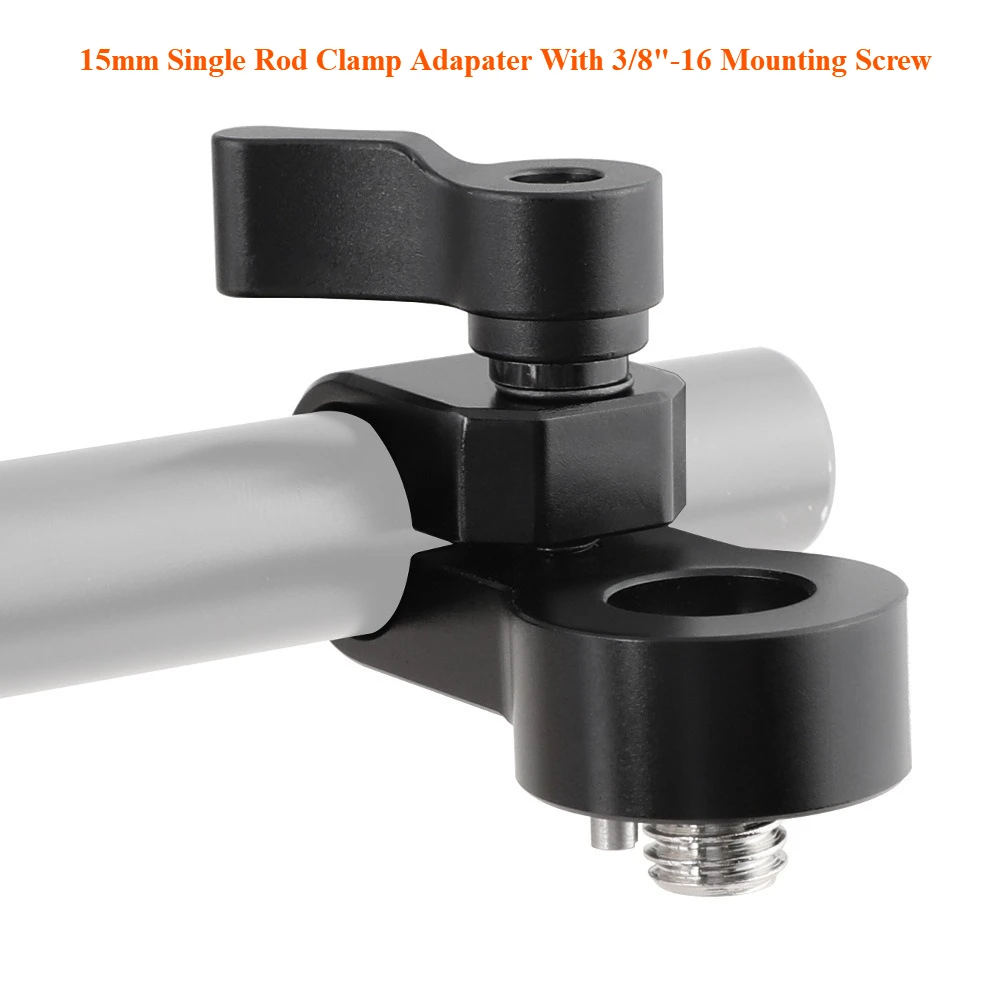 

Адаптер с одним стержнем 15 мм с монтажным винтом 3/8 "-16 для клетки камеры DSLR, система поддержки стержневой рейкой 15 мм