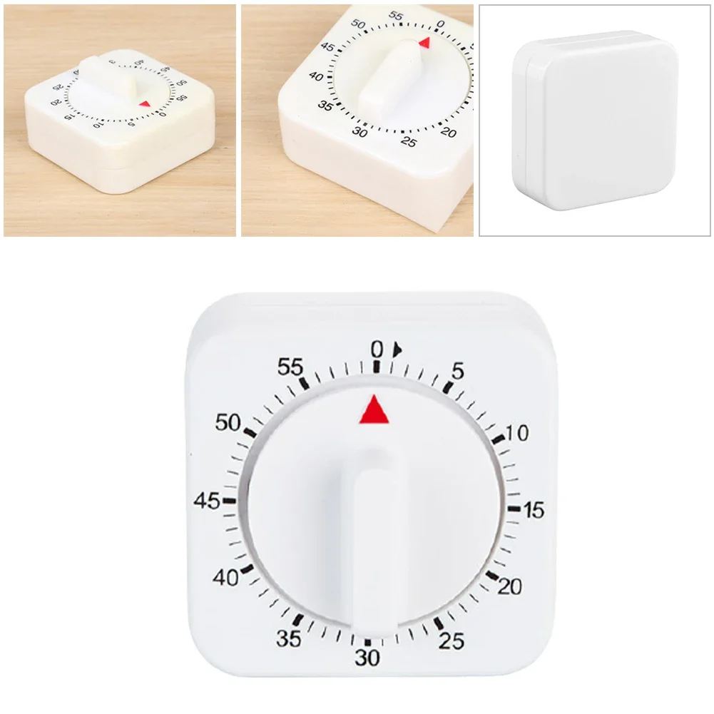 Cooking Timer 60 Minutes Short-time Clock Kitchen Baking Egg Timer Countdown Alarm White Square Mechanical Timer