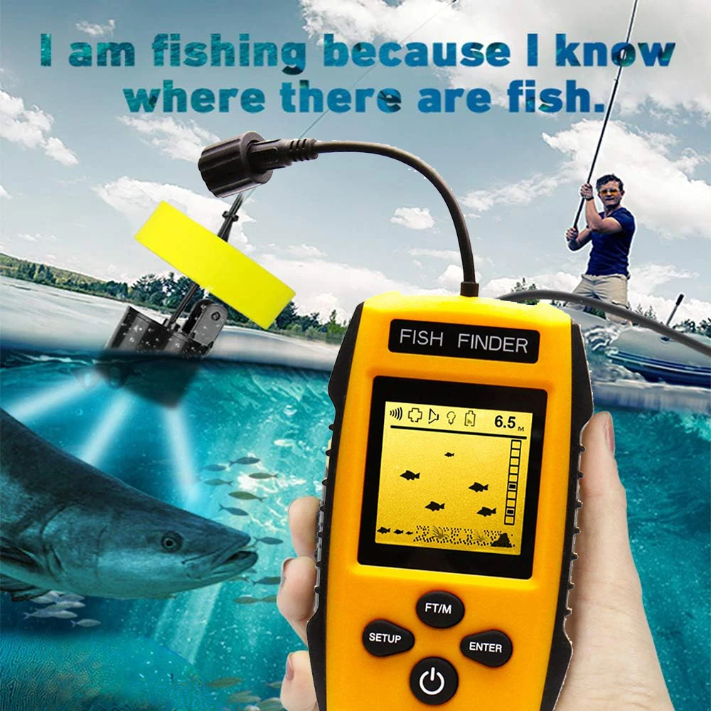 

New Upgrade Handheld Fish Depth Finder Ice Kayak Shore Boat Fishing Fish Detector Device Sonar Sensor Transducer and LCD Display