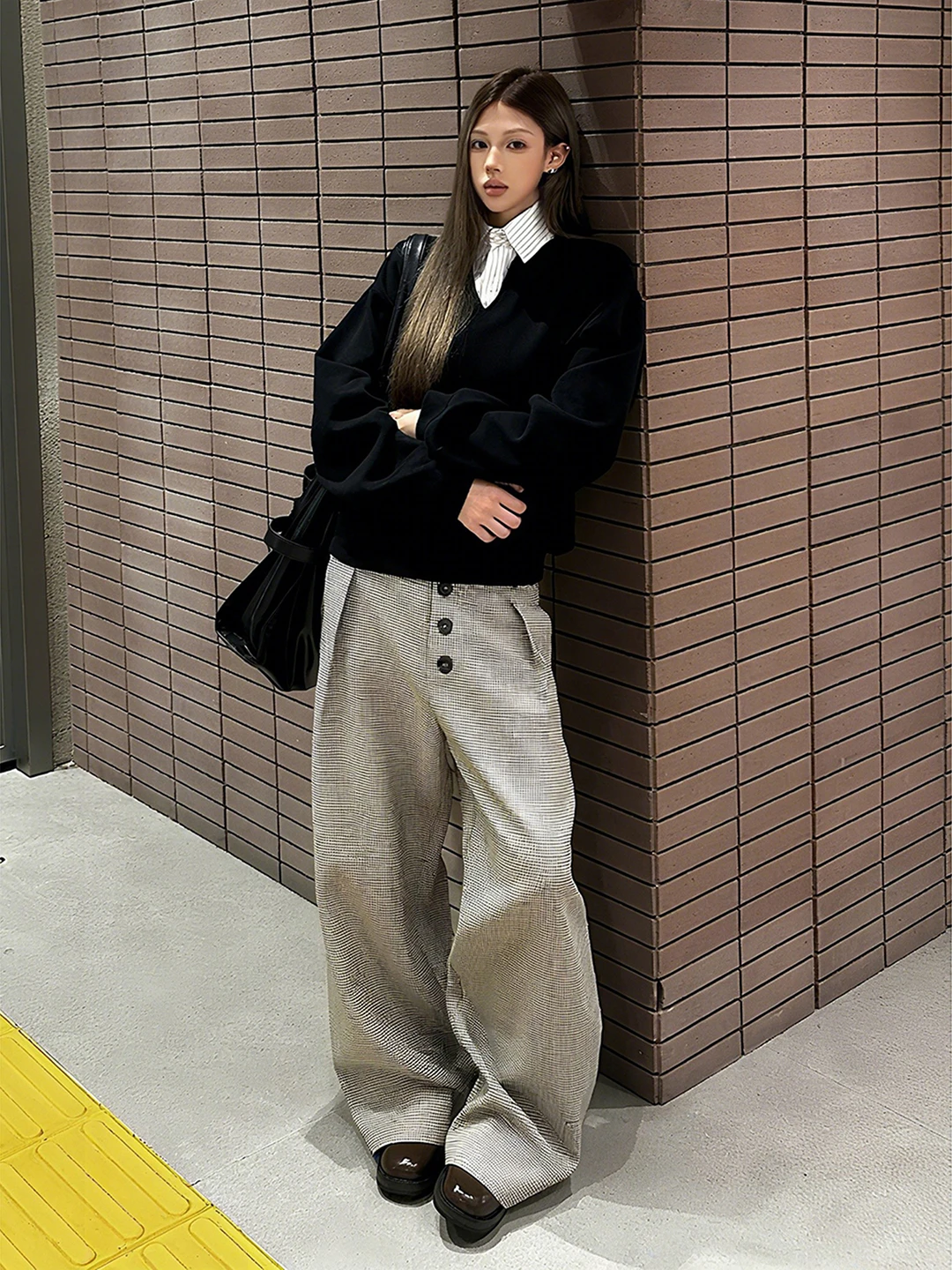 

Cleanfit Plaid Men's Wide Leg Suit Pants Casual High Waist Straight Leg Trousers Autumn Fashion Trend Breathable Casual Pants