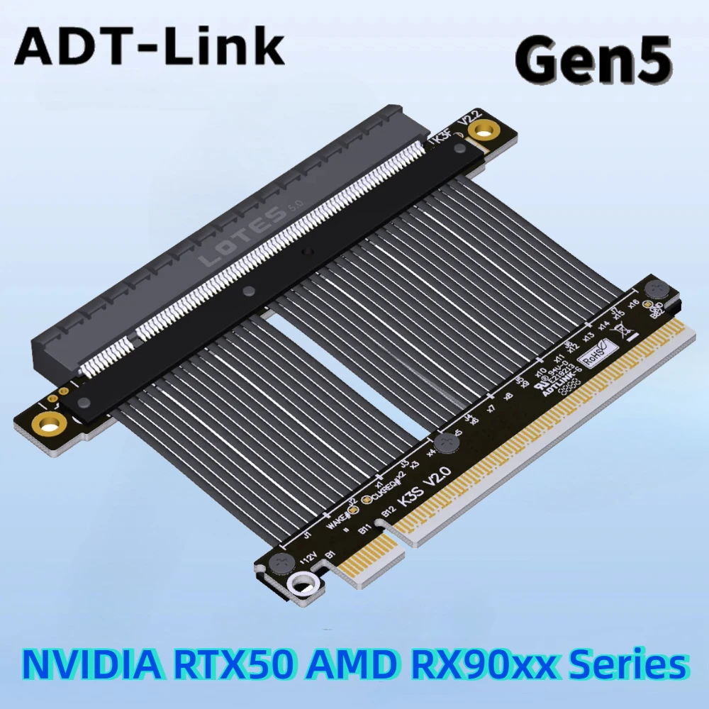 

2026 New Riser PCIe 5.0 X16 Dwarfed Gen5 High-Speed Graphics Card Soft Extension Cable Lossless GEN5 for NVIDIA RTX50 AMD RX90xx