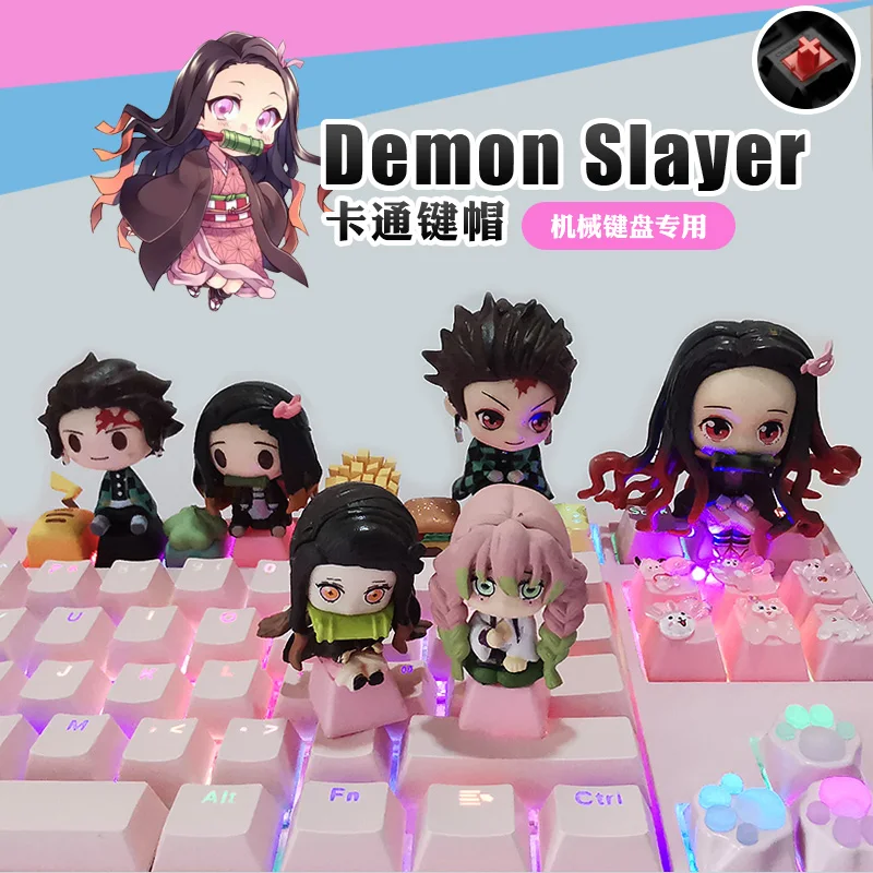 Demon Slayer Custom 3D Keycaps for Mechanical Keyboard - Cute Anime Game Accessories Decoration Gift