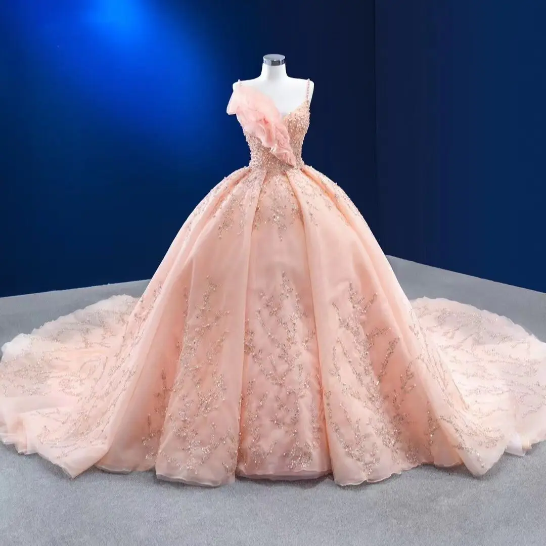 Pink Quinceanera Dresses Ball Gown Spaghetti Straps Tulle Appliques Pearls Puffy Mexican Sweet 16 Dresses 15 Anos