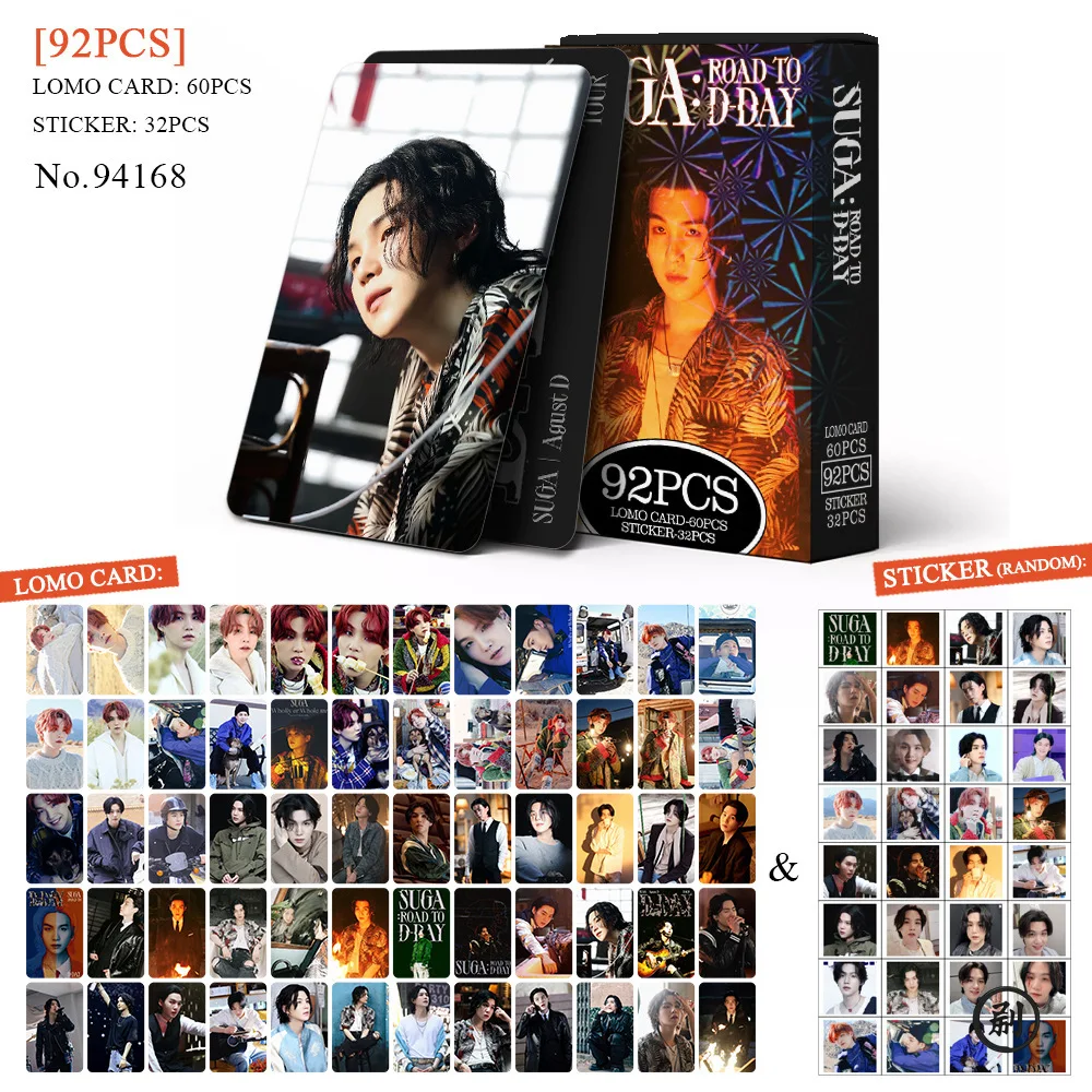 60+32Pcs/Set Kpop SUGA Lomo Card Idol Suga D-DAY Postcard Album New Photo Print Cards Picture  For Fans Collectible Cards
