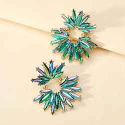 Modern Shiny Crystal Decor Piercing Dangle Earrings For Women Charm Fairy Luxury Original Wedding Party Jewelry Ear Accessories