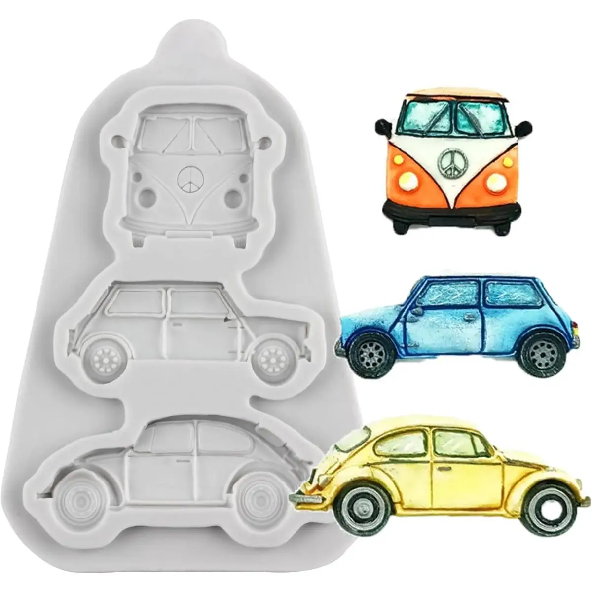 Car Silicone Chocolate Moulds Sports Car Bus Fondant Molds Cake Decorating Cupcake Candy Chocolate Gum Paste Polymer Clay Moulds