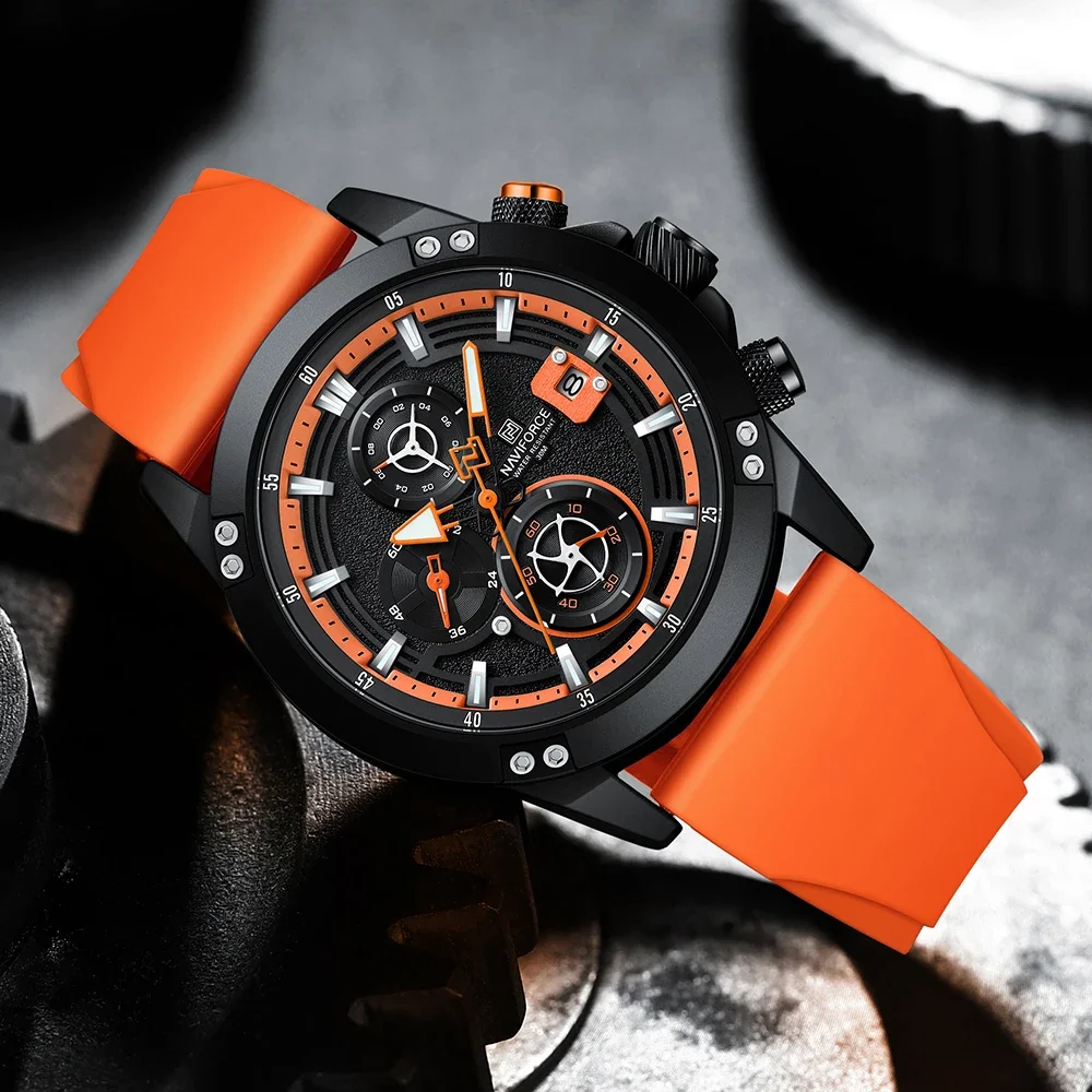 NAVIFORCE 2024 Brand Men Watches Quartz Analog Waterproof Luminous Date Wrist Watch Silicone Strap Luxury Casual Watch for Men