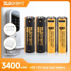 DLGPOWER Original 1.5V USB lithium battery AA 3400mWh rechargeable batteries Cable for smart door lock electric toy