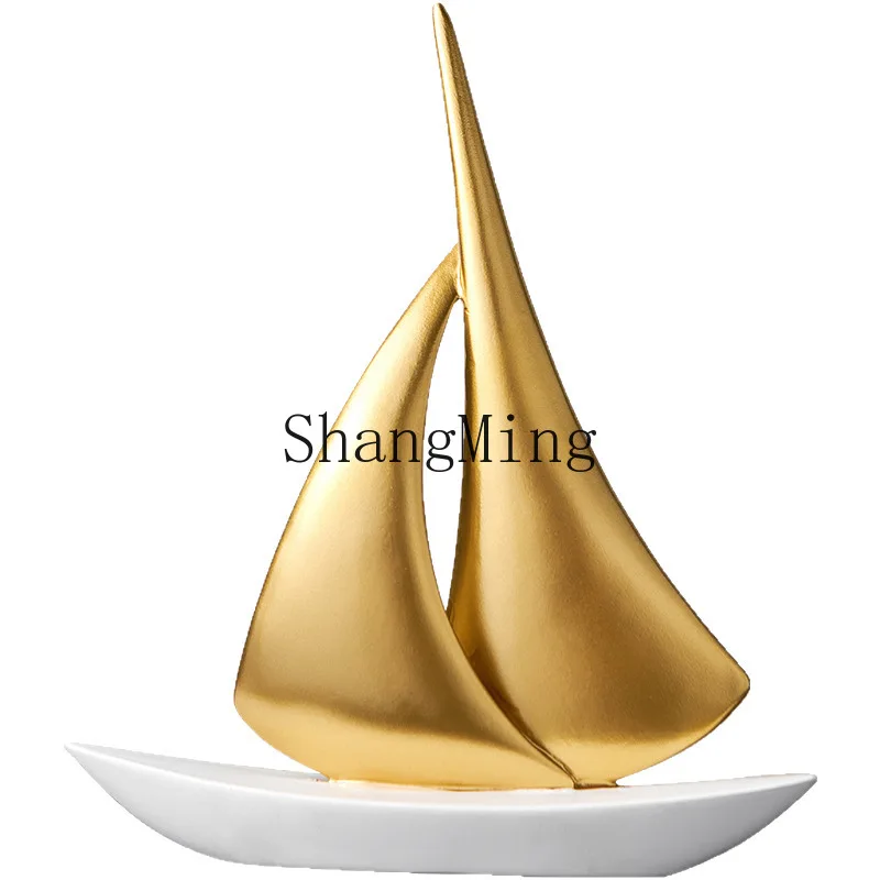 

DSA Creative Modern Advanced Sailing Ornament Resin Crafts Office Living Room Wine Cabinet Entrance Ornament