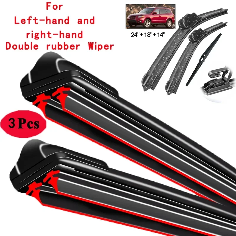 

Car Wiper Front & Rear Wiper Blades Set Kit For Hyundai Santa Fe CM 2007 - 2012 Windshield Windscreen Window 24"+18"+14"