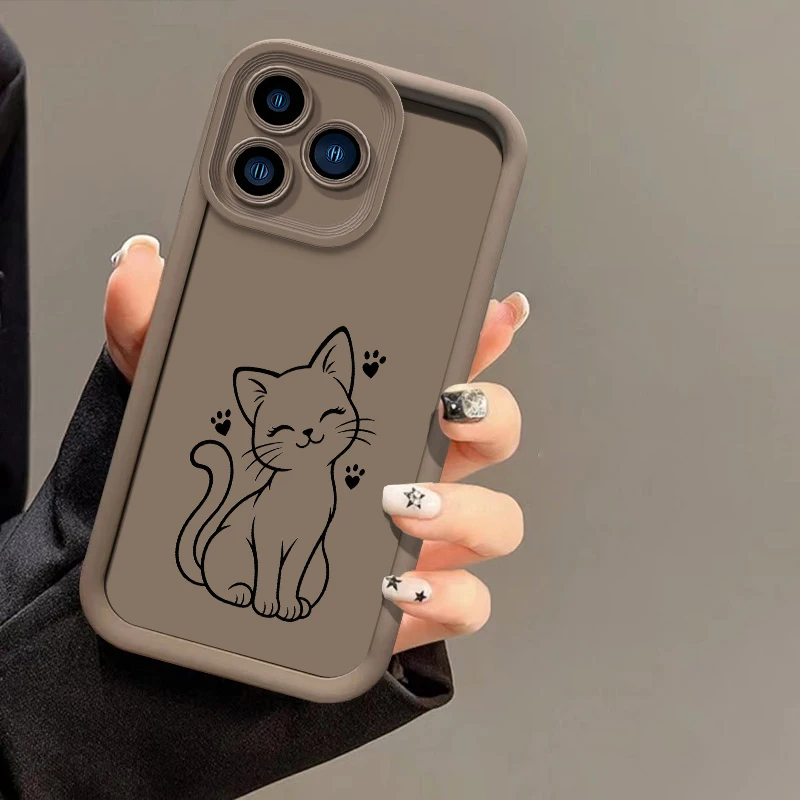 Drawing Sketch Line Cat Case For Infinix Hot 70 50 40 60 Pro Plus 30i 9 10 11 12 20 Play Soft Silicone Drop Resistant Cases Etui - view 5