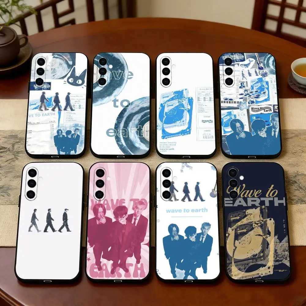 

W-Wave To Earth S-Summer Flows Phone Case Black Silicone Soft For Samsung Galaxy A73,A72,A71,A70,A53,A52,A51