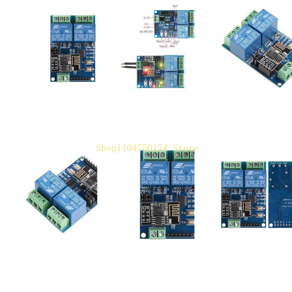 ESP8266 Dual Channel WIFI Module ESP-01 DC12V With and Reset Button Boad Low Level Control Top Sale