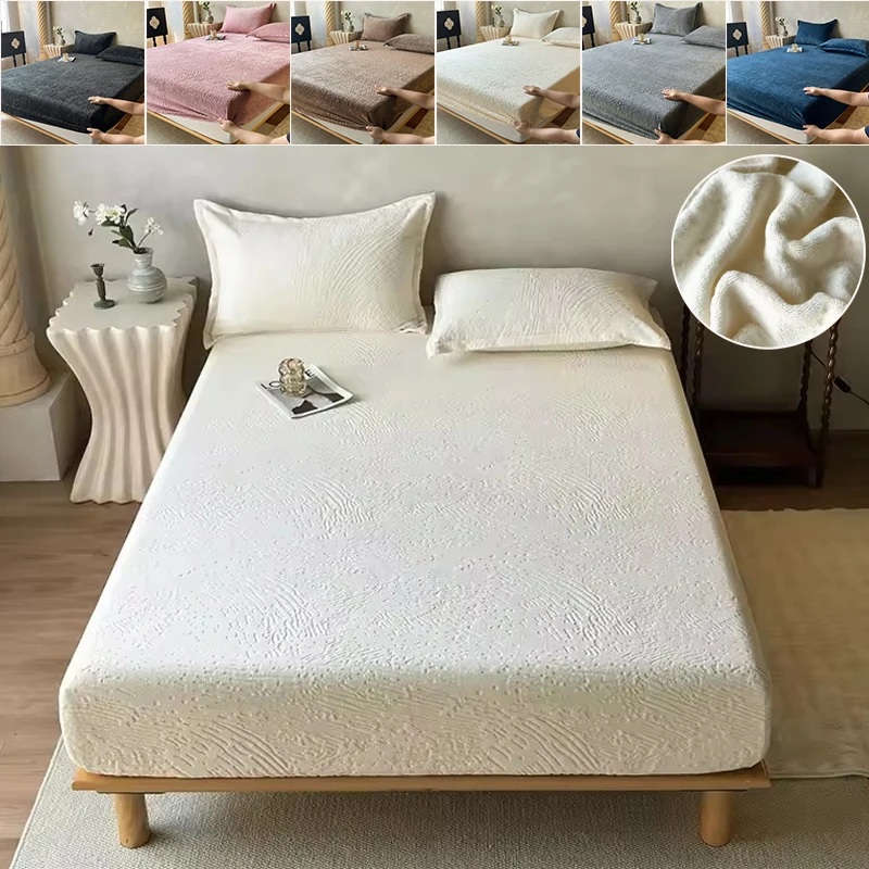 

2026 New Milk Velvet Fitted Sheet Simple Style Soft Comfortable Bed Cover for Bedroom Guest Room Home Textiles 120x200cm Кровать