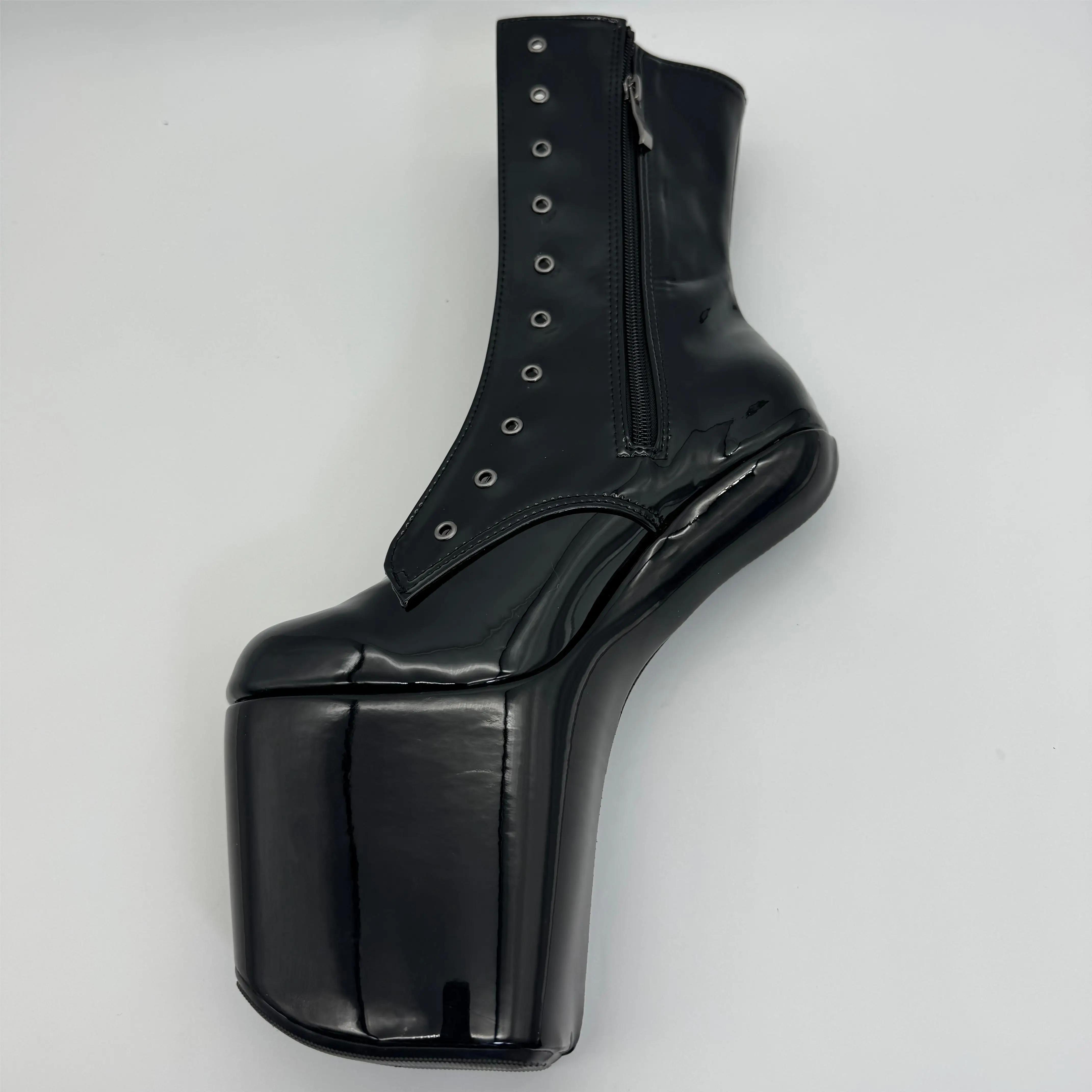 No heel 20cm color can be customized, pole dancing heels, lace-up round toe waterproof platform model stage ankle boots