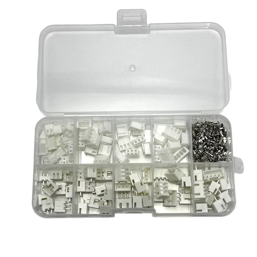250pcs XH2.54 Terminal Kit 2P 3P 4Pin 2.54mm Pitch Pin Header JST Connector Wire Adaptor Housing for Electronics