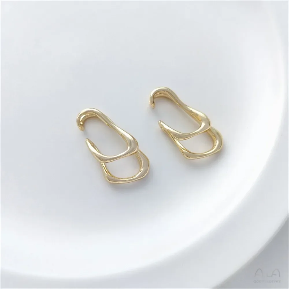 

Copper-clad 14K Real Gold Irregular Double-layer Lava Ear Bone Clip, Light Luxury Metal, High-end Sense of No Ear Piercing E315