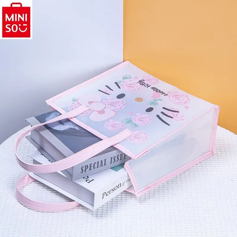 MINISO 2024 Fashion New PVC Cartoon Hello Kitty Transparent Handbag for Women Large Capacity Outdoor Leisure Storage Beach Bag