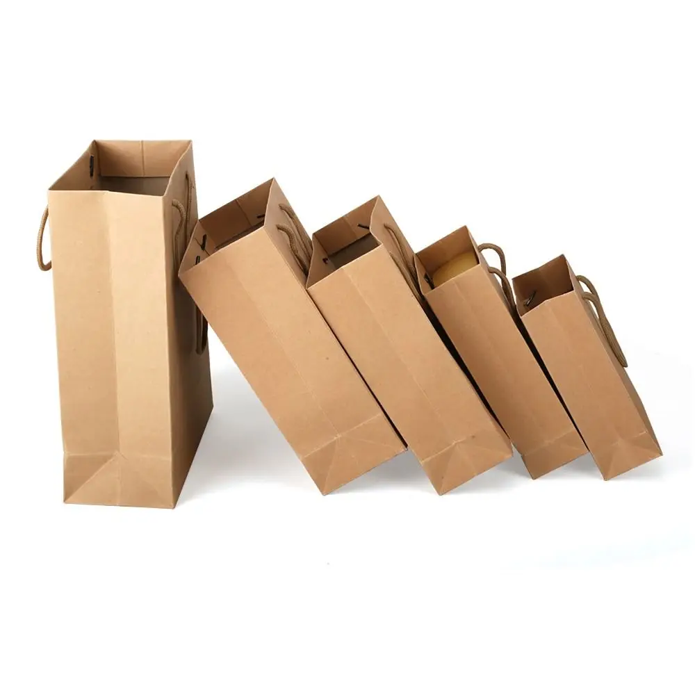 Durable 10 Sizes Kraft Paper Bags with Handles Vertical Horizontal Gift Bags Party Accessory Shopping Handbag Home Decor