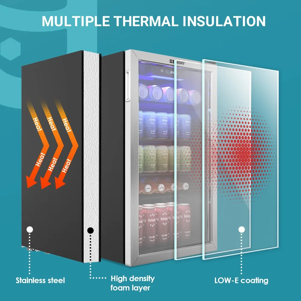 Refrigerador y refrigerador para bebidas, Mini nevera de 2024 latas con puerta de vidrio, refrigerador pequeño con estantes ajustables, novedad de 126