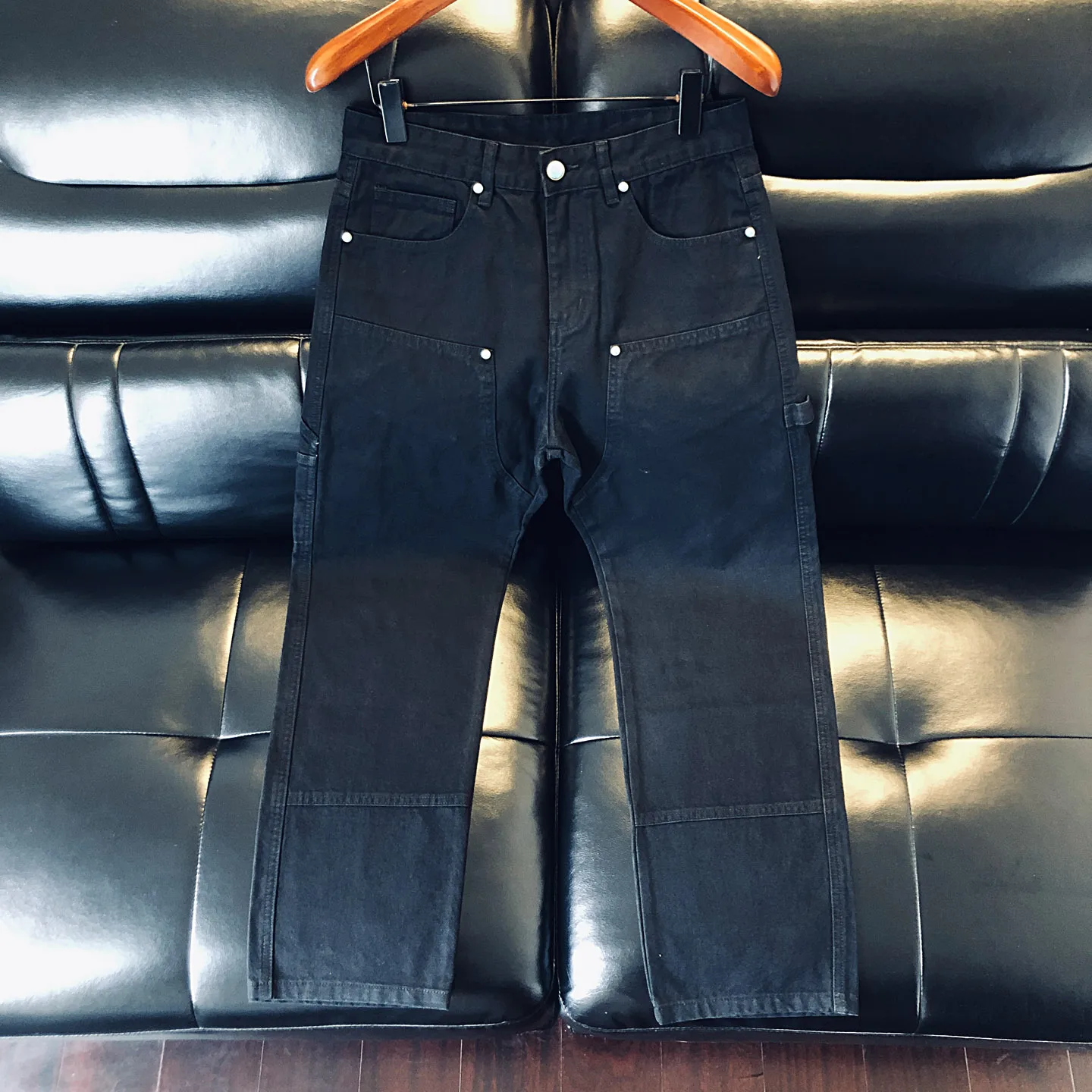 Loose Fit Premium Quality Black Spring Autumn Men's Denim Straight Leg Jeans Retro Wash Versatile Casual Cotton Trousers