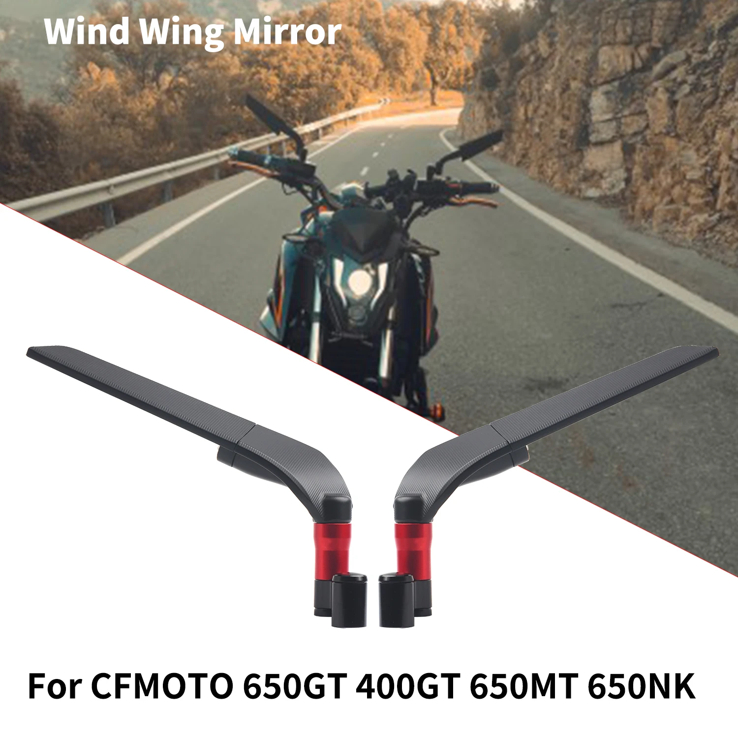 For CFMOTO 650GT 400GT 650MT 650NK 400NK 150NK  Diavel Universal Motorcycle Mirror Wind Wing side Rearview Reversing mirror