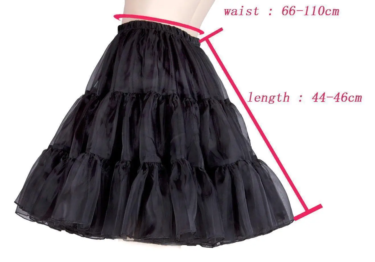 BABYONLINE Black Short Tulle Skirt Crinoline Underskirt Rockabilly Wedding Petticoat Woman Adult Tutu Half Slips Accessorie image 6