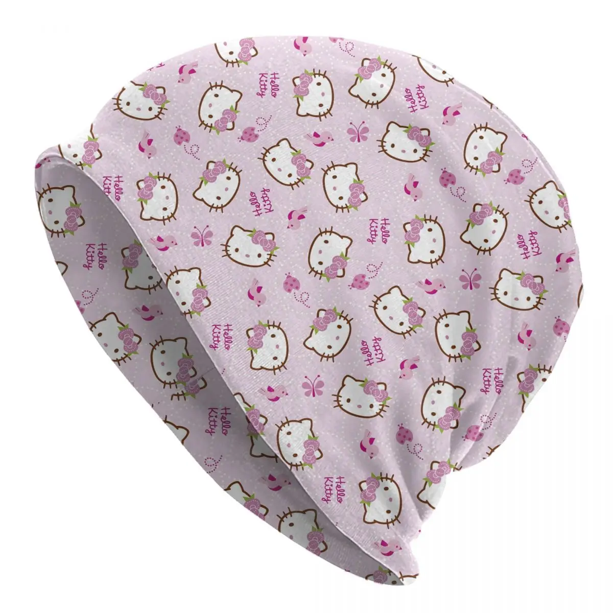 

Розовые шапки с капюшоном «Hello Kitty», модная вязаная шапка для женщин и мужчин, теплая зимняя шапка Kawaii с героями мультфильмов аниме Skullies, шапки
