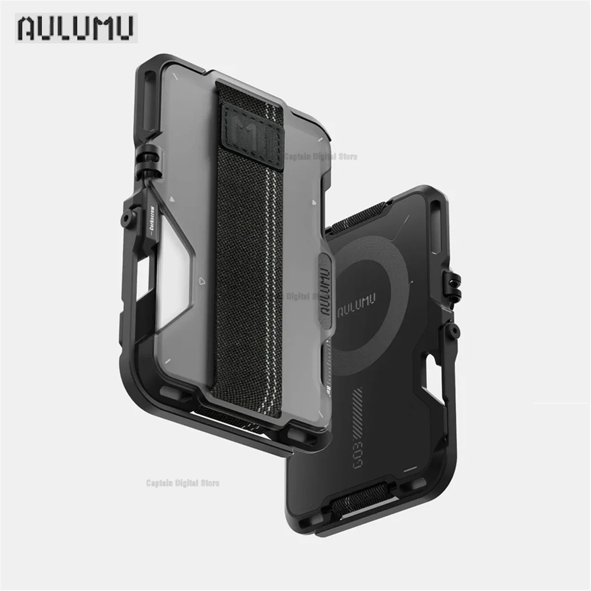 Aulumu G03 Translucent Gray Magnetic Wallet Card Case Compatible with MagSafe Multi Function Phone Stand Grip RFID Card IPhone