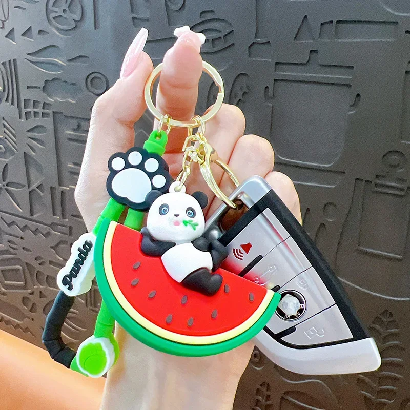 Cartoon Fruit Panda Key chain cute cute banana strawberry panda pendant bag accessories gift