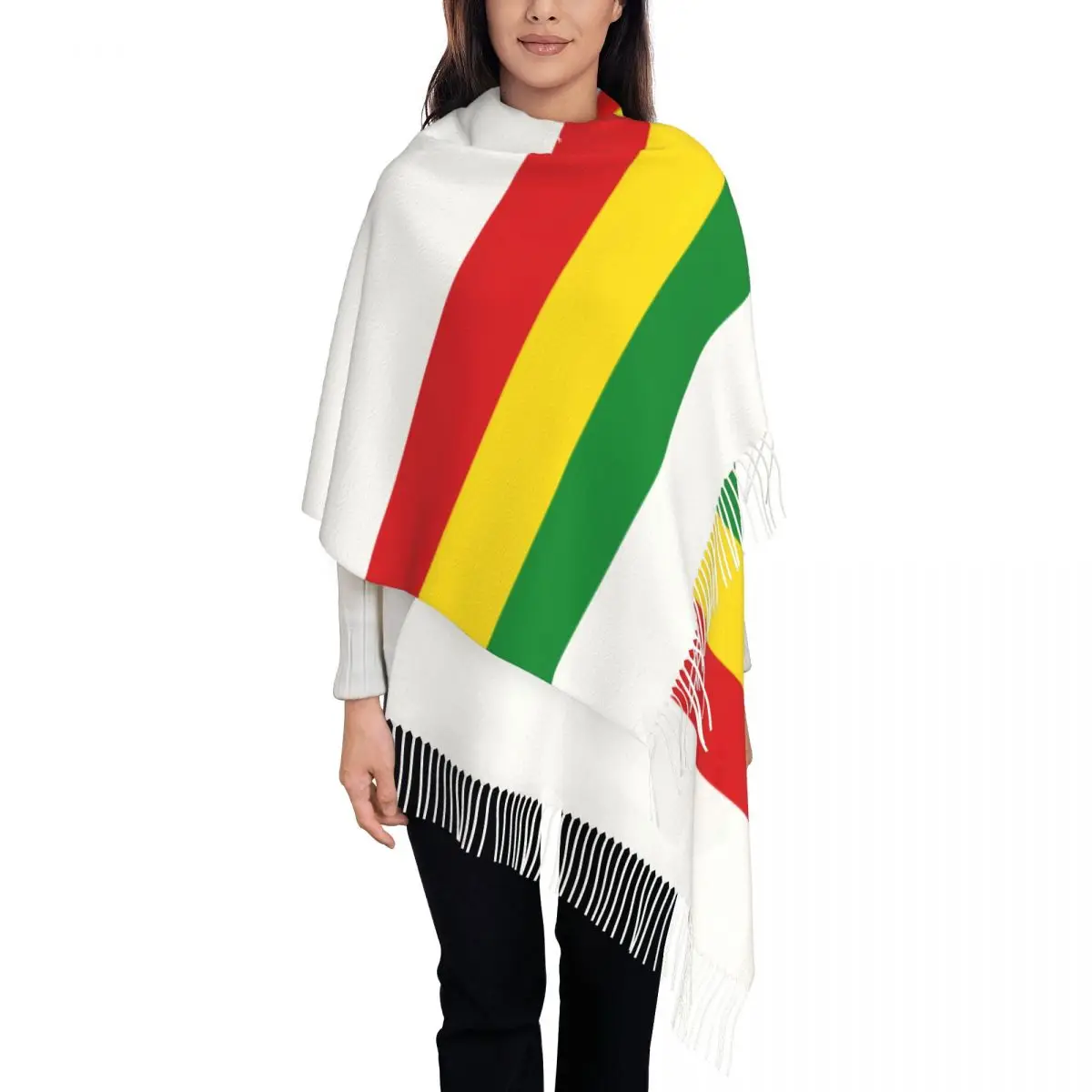 

Rasta Stripe Rasta Tassel Scarf Women Soft Jamaican Shawls Wraps Lady Winter Fall Scarves