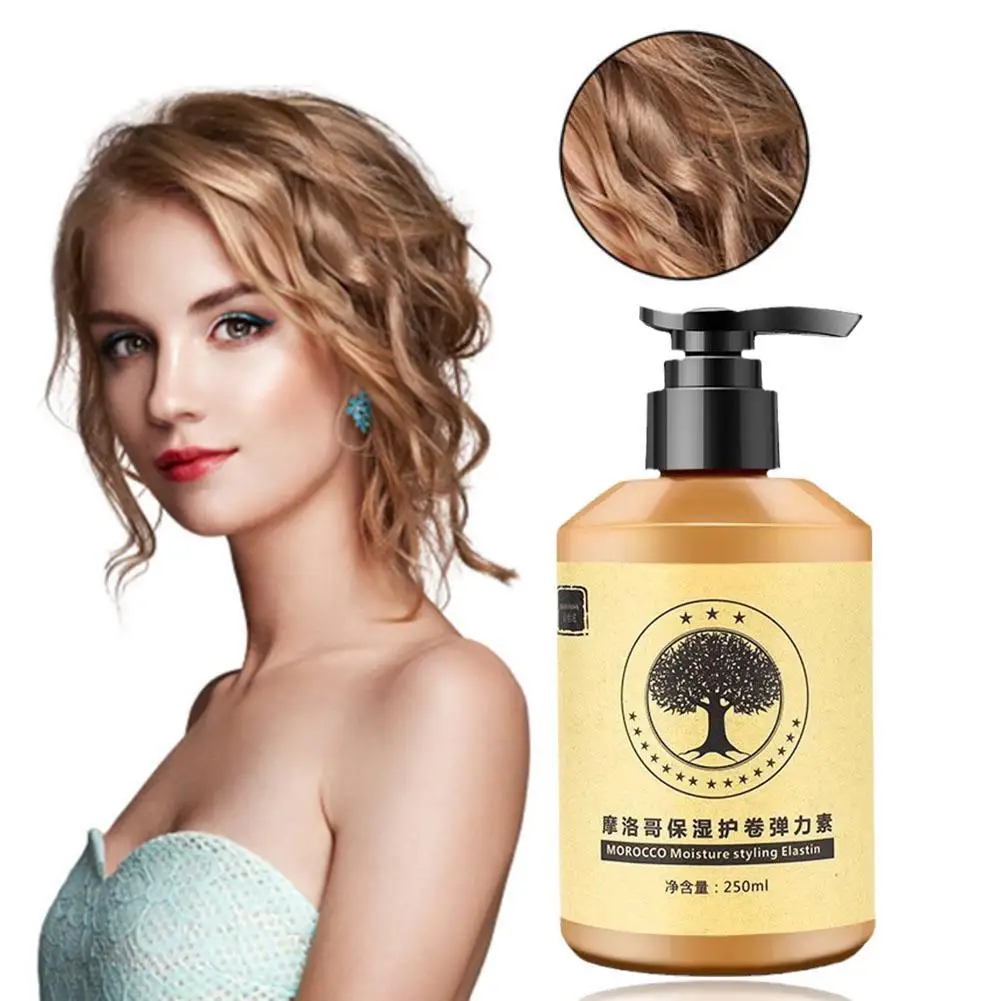 

250ML Long-Lasting Styling Moroccan Volume Moisturizing Elasticity Curly Hair Elastin Hydrating Styling Cream