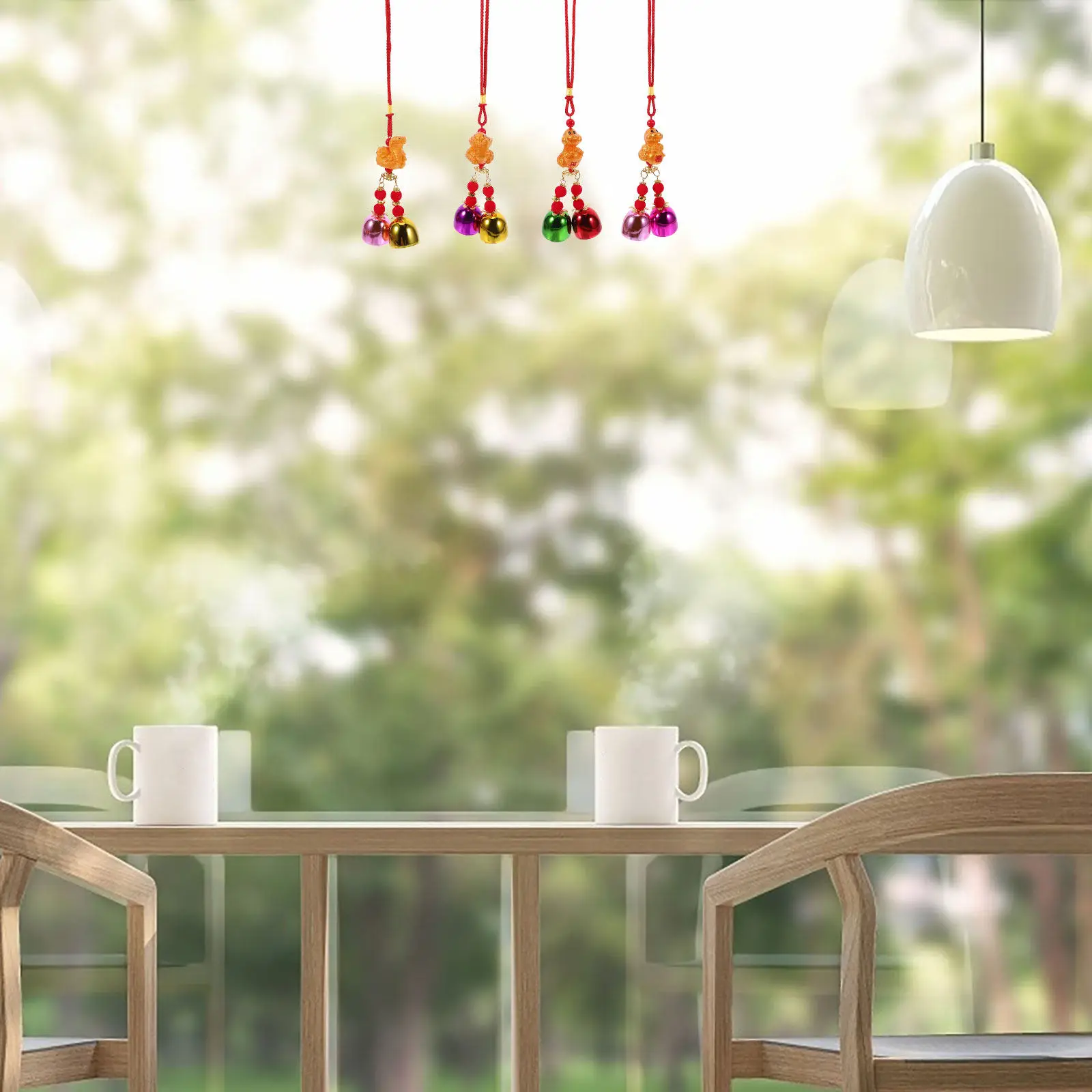 4Pcs Resin and Aluminum Alloy Snake Bell Wind Chimes Unique Chinese Ornament Hanging Bells for Outside Garden Patio Door Window