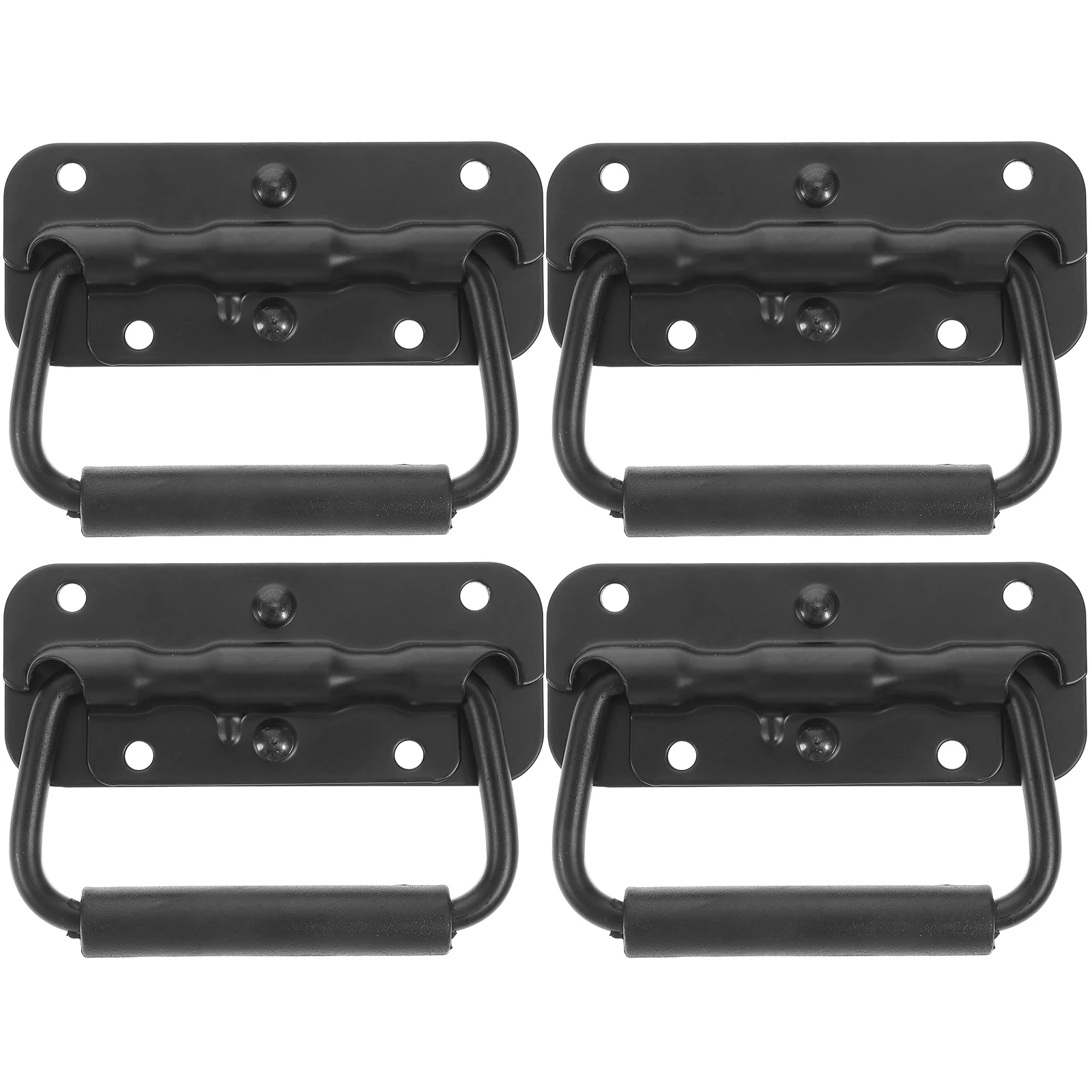 

4pcs Spring Loaded Surface Mount Handles 100mm Black Steel Heavy Duty Chest Handles for Tool Boxes Storage Cases