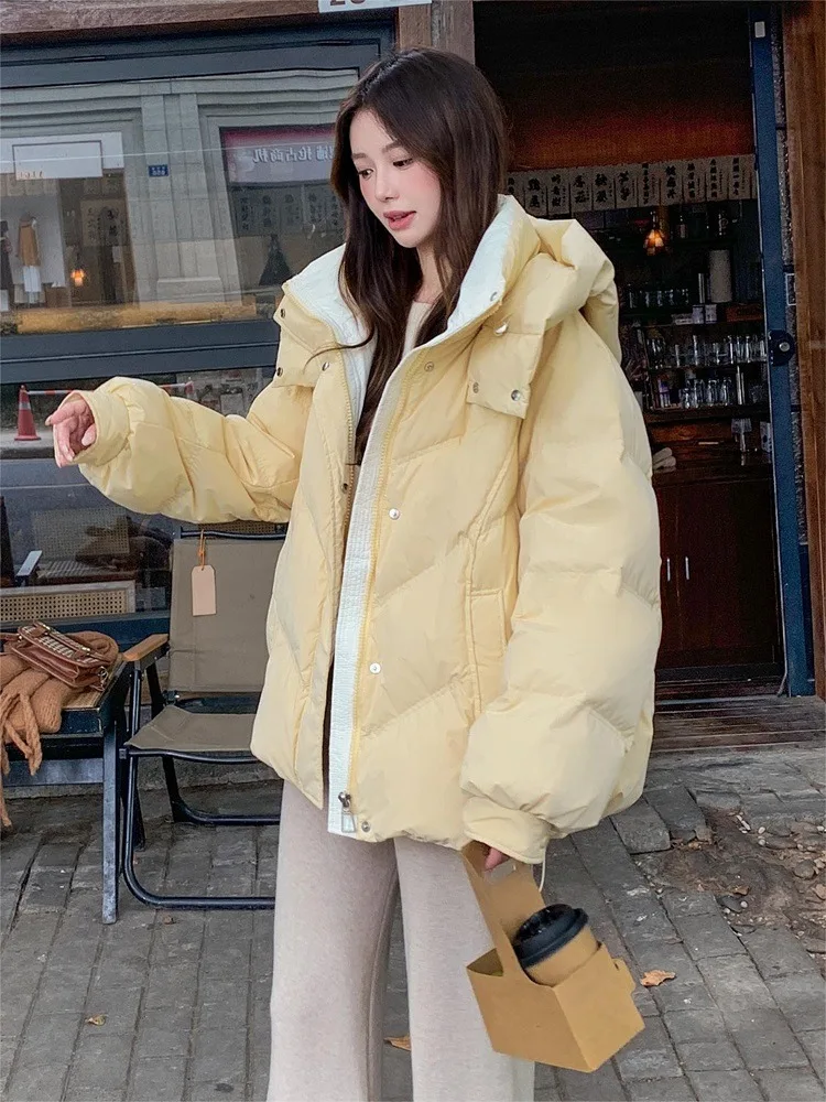 Hooded Down Jackets Women Winter Coats New Korean Style Students Loose Casual Short Thick Warm Quilted Coat Women Clothing