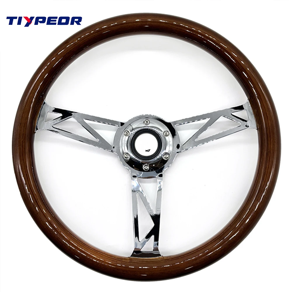 

Temperament retro universal 380mm hollow bracket steering wheel racing modified universal drift solid wood steering wheel