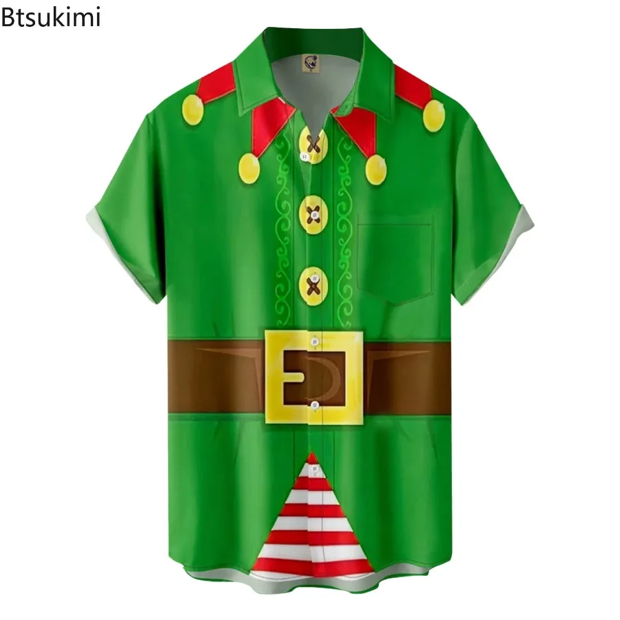 2025 Men's Shirt Summer Casual Short Sleeve Funny Print Shirts for Men Loose Breathable Hawaiian Shirts Vintage Men Clothing Top