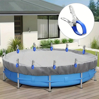 6 Pieces Durable Stainless Steel Pool Cover Clips with Blue Plastic Handles - Heavy Duty Windproof Spring Clips for Secure Above
