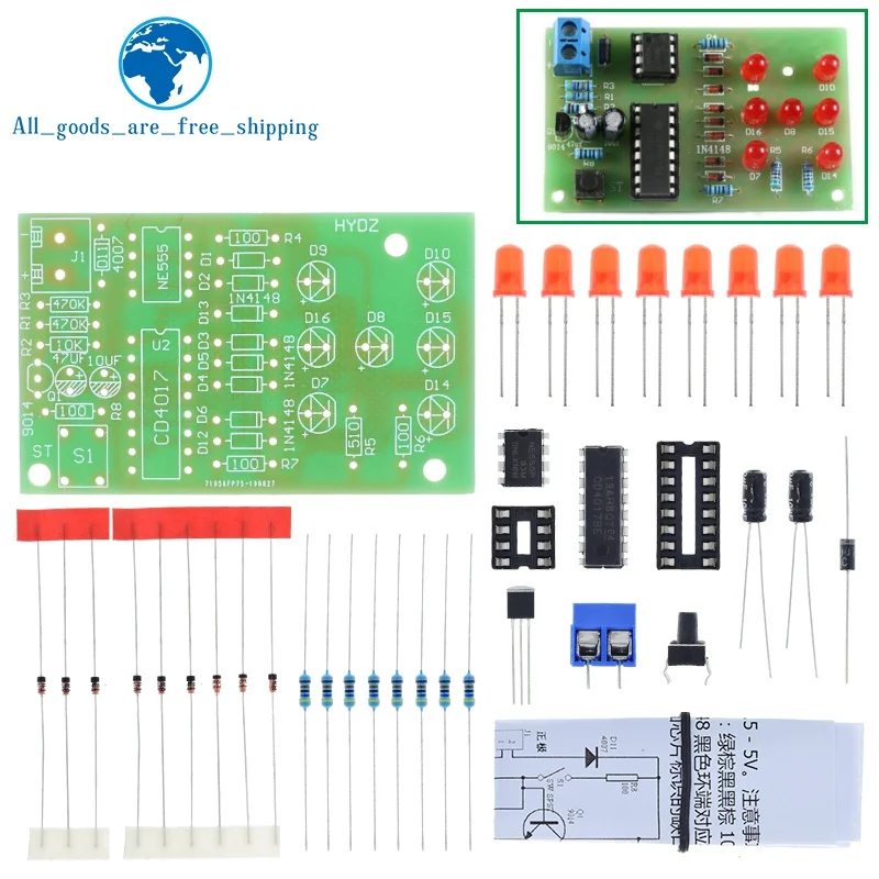 Electronic Dice NE555 LED Module CD4017 DIY Kit 5mm Red LED 4.5-5V ICSK057A Electronic Module Fun Diy Electronic