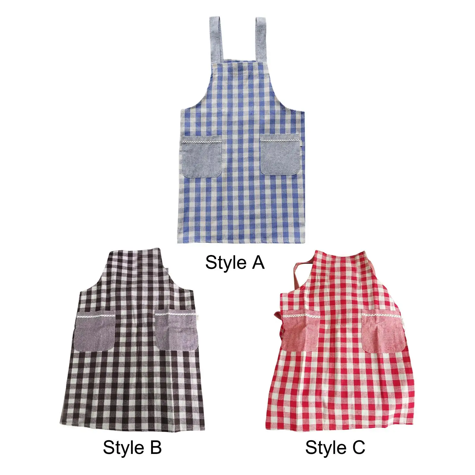 Chef Apron Bib Kitchen Apron Home Double Shoulder Casual Multipurpose with Pockets for Catering BBQ Baking Cooking Hair Cutting