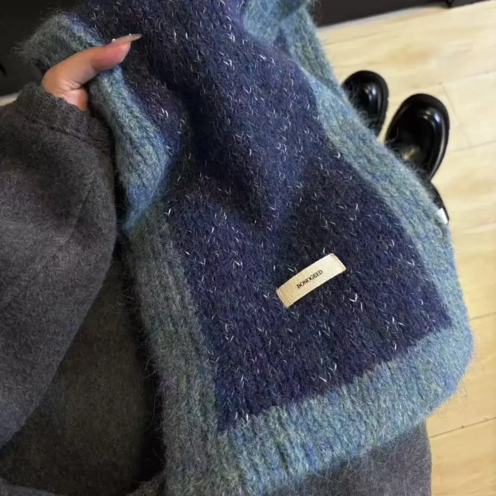 

Модный модный шерстяной вязаный шарф, универсальный высококачественный осенне-зимний теплый шарф, утепленная корейская термошаль для женщин