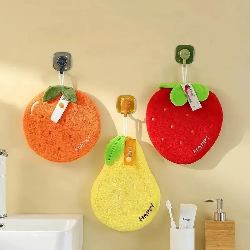 Hanging Coral Fleece Creative Fruit Hand Towel Kitchen Home Lazy Hand Towel Thickened Absorbent Towel