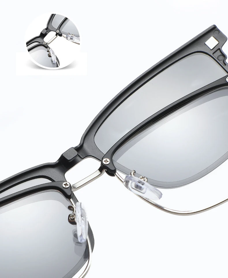 Vcka 6 in1 quadratisch polarisierte Myopie Sonnenbrille Männer Frauen Magnet clip Brille Rahmen optische verschreibung pflicht ige Brillen-0,5 bis-6,0 – Detail 3